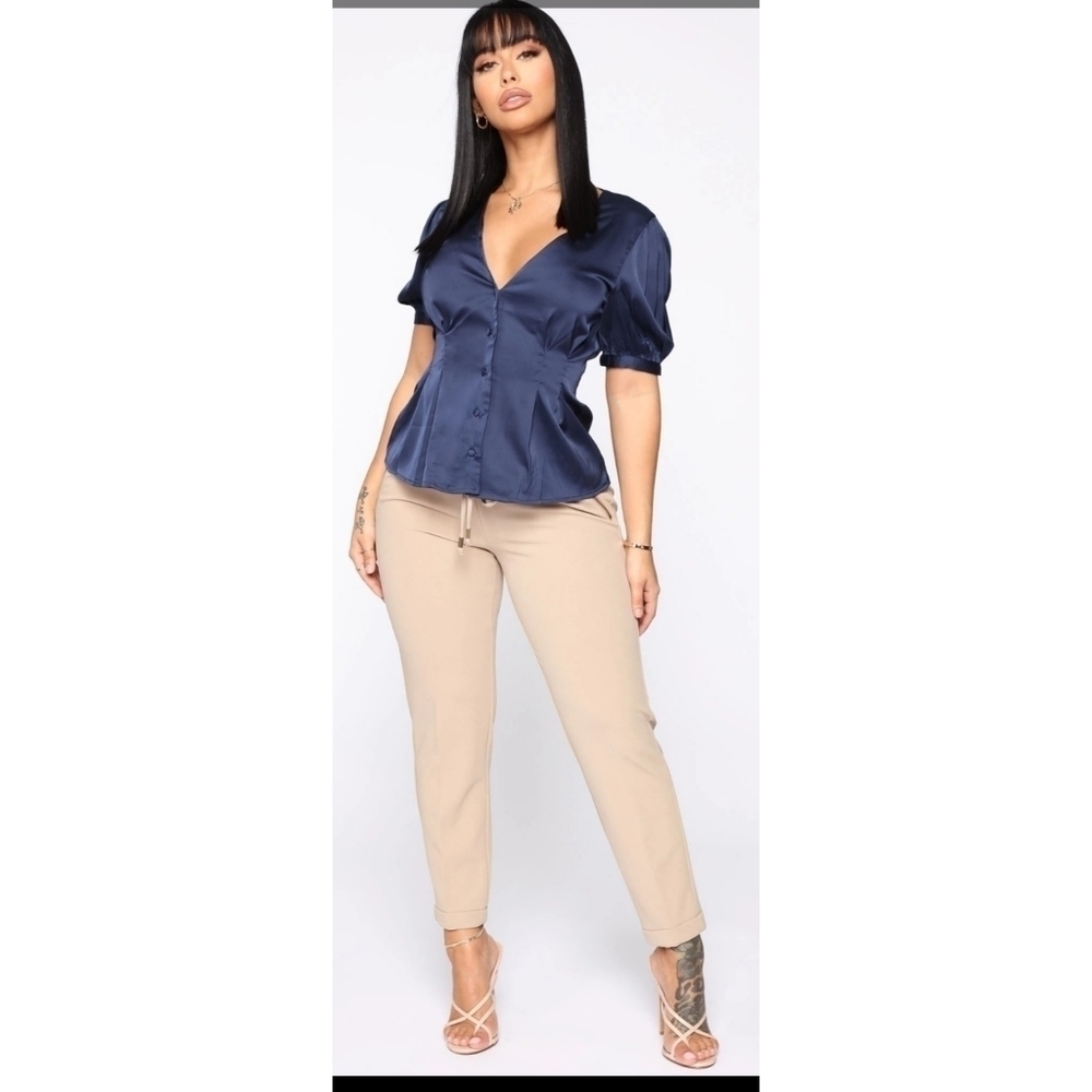 Fashion Nova Lila Drawstring Taupe Pants